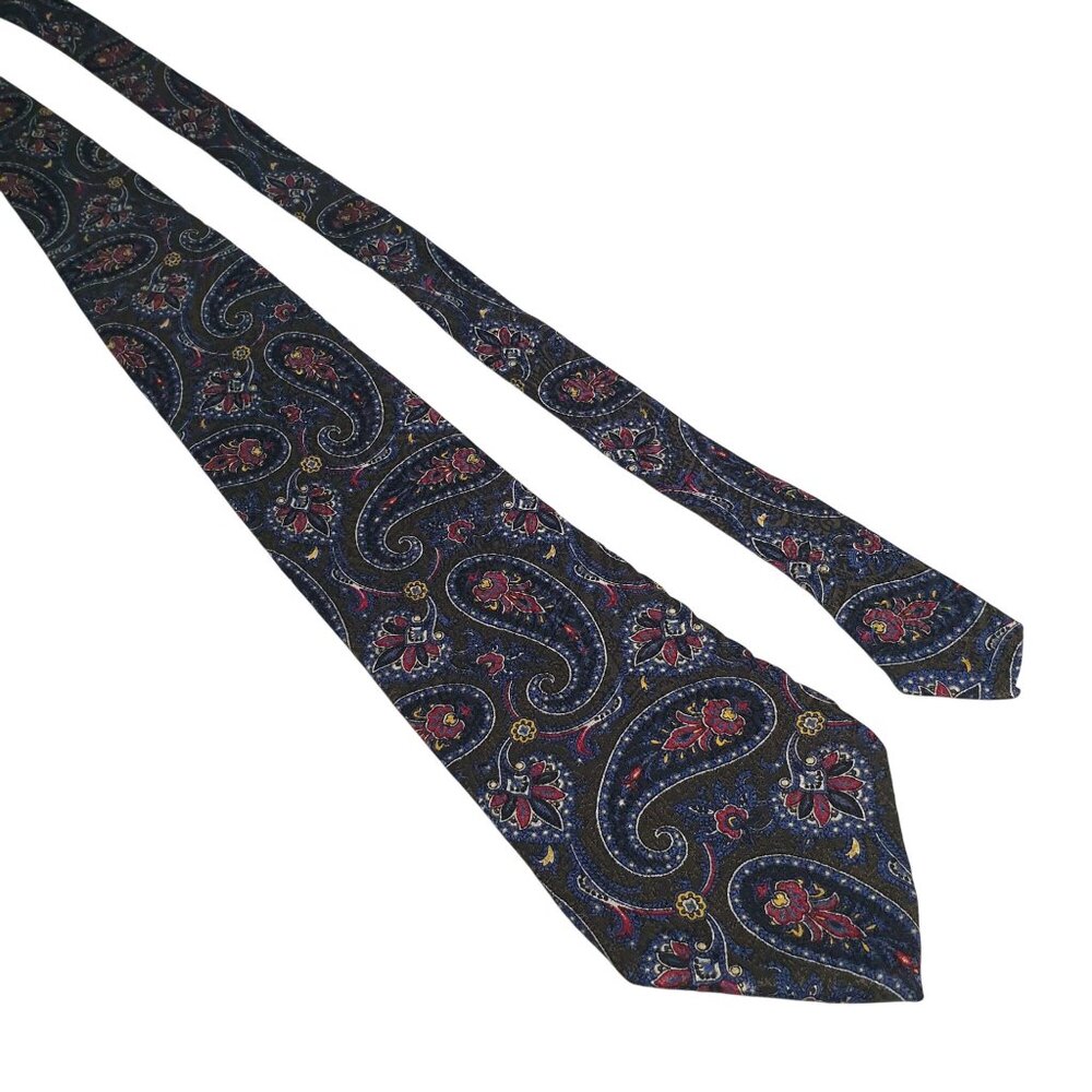 John Ashford Silk Necktie Floral Paisley Pattern Multicolor 58 By 4 USA Made